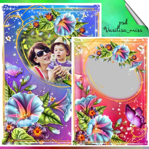 Рамка с цветами для фотошопа - Поле цветов с ароматом манящим