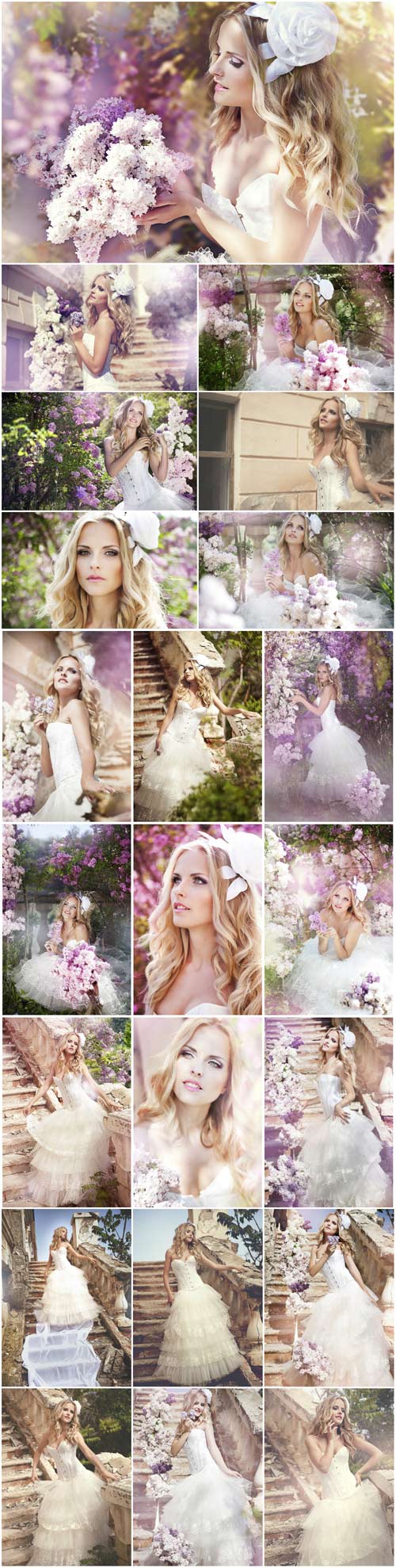 Beautiful woman with flowers of lilac