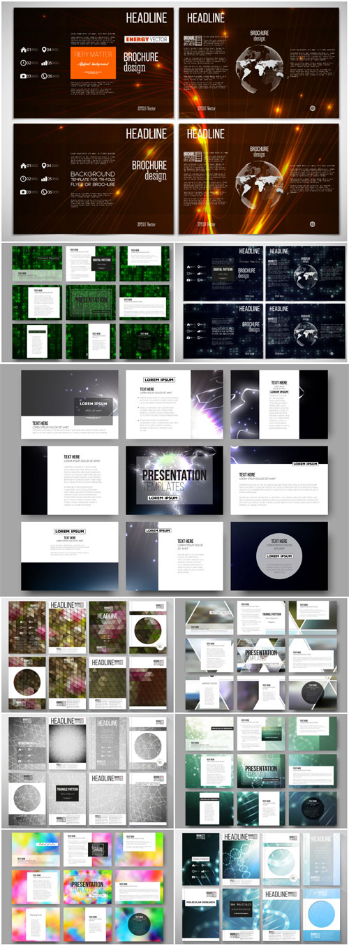 Set of vector templates for presentation slides,  brochure, design template