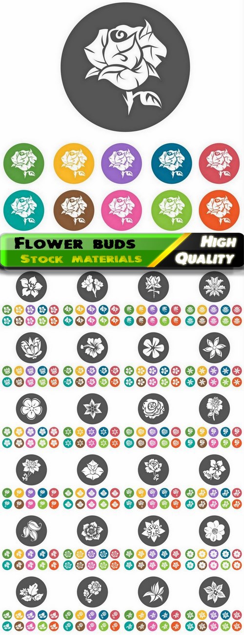 Cute silhouettes of flower buds - 25 Eps