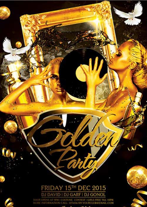 Golden Party Premium Flyer Template + Facebook Cover