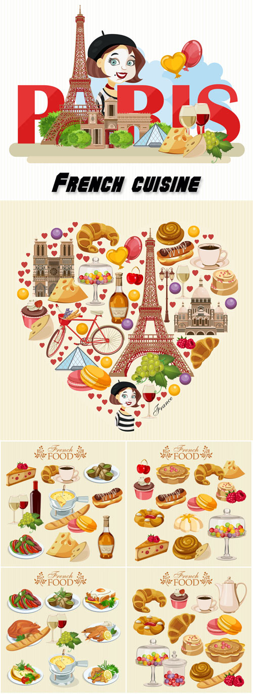 French cuisine, food vector