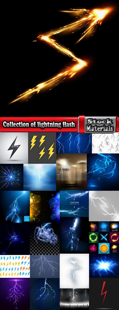 Collection of lightning flare flash light effect icon web design element vector image 25 EPS