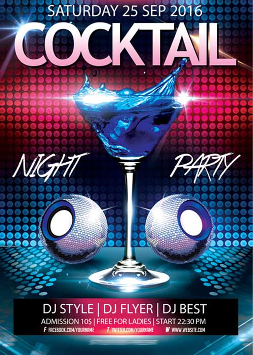 Cocktail Night Party V2 Flyer PSD Template