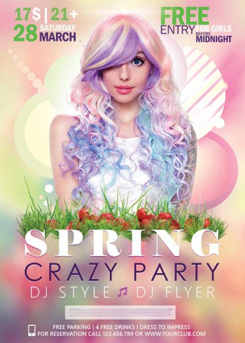 Spring Crazy Party V1 Flyer PSD Template + Facebook Cover