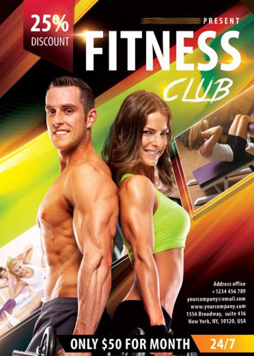 Fitness Club Flyer PSD Template + Facebook Cover