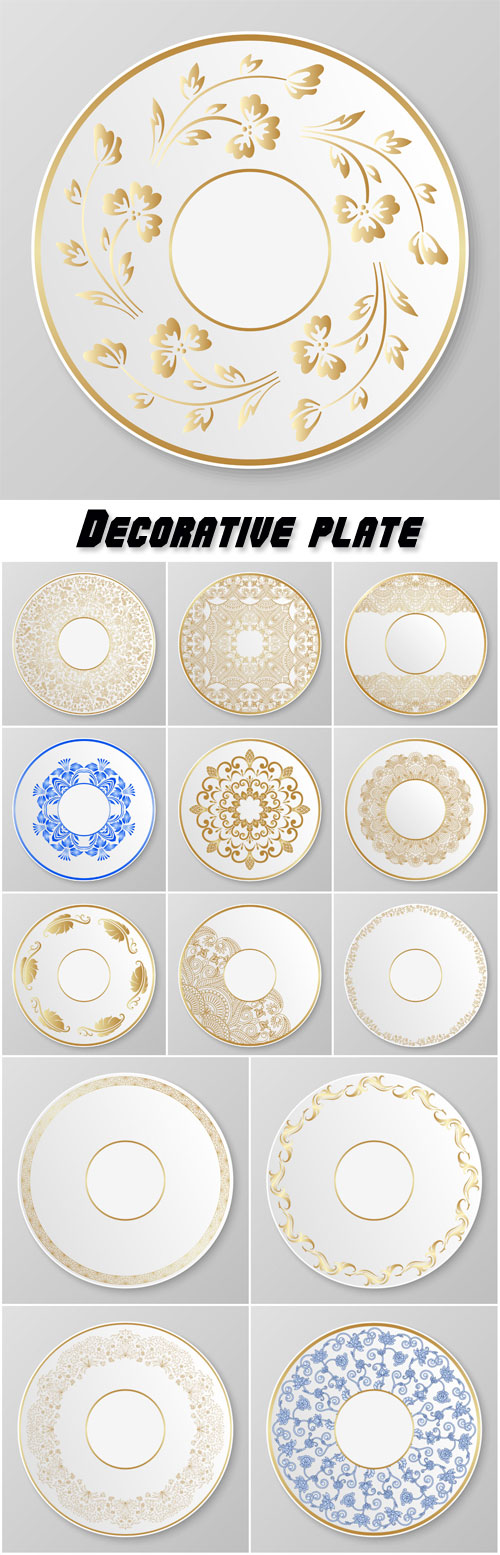 Vector gold decorative plate