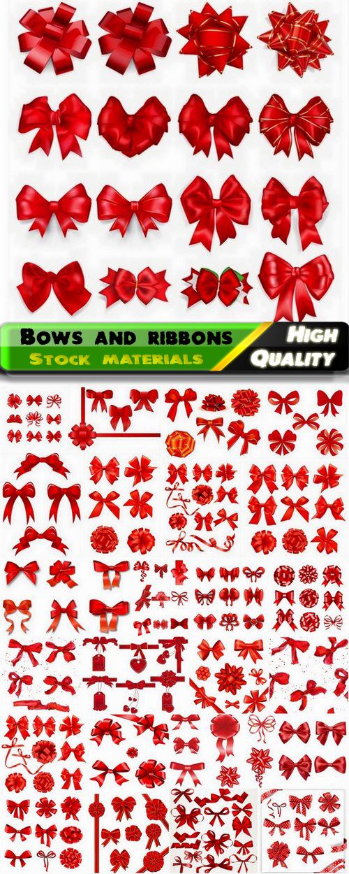 Holiday bows and ribbons for gift card decoration - 25 Eps