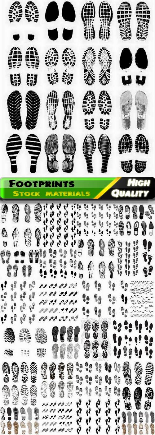 Human footprints of boots shoes and sneakers - 25 Eps