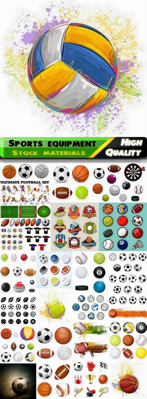Sports equipment and balls for different games - 25 Eps