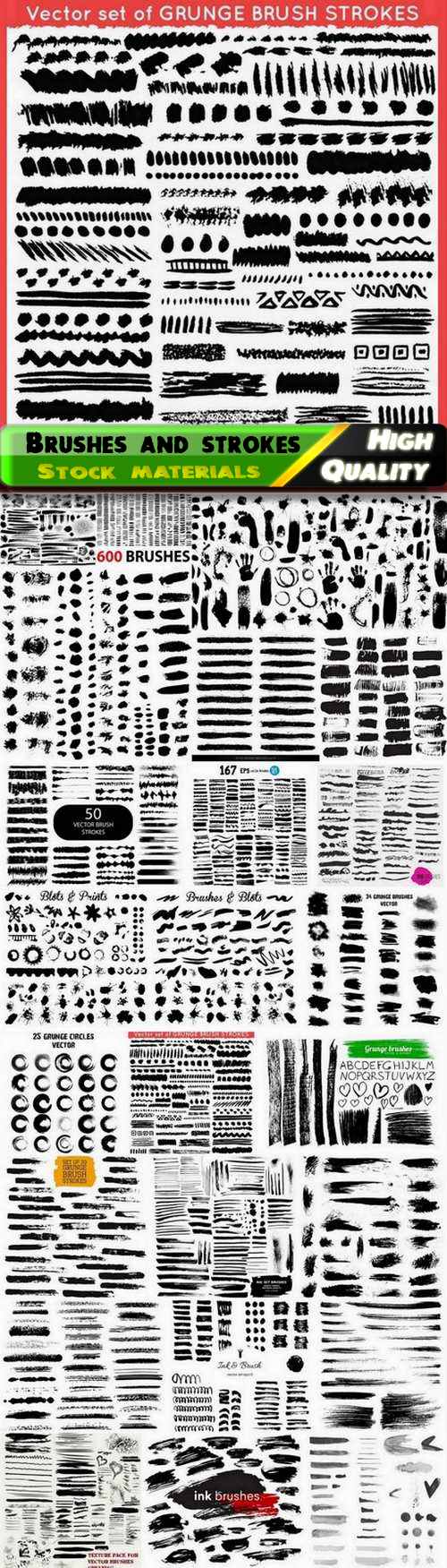 Grunge brushes strokes and circles 3 - 25 Eps