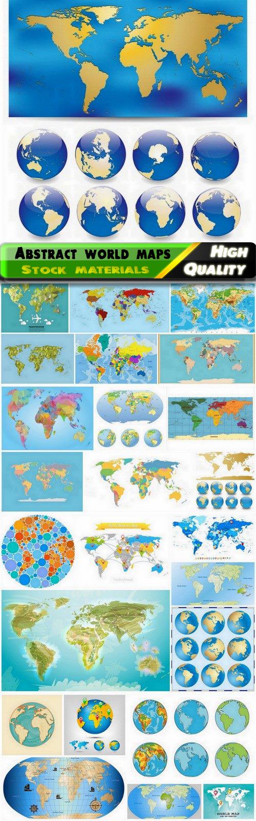 Abstract world globe and world maps - 25 Eps
